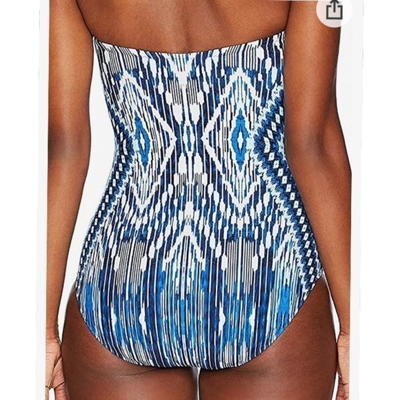 Profile by Gottex Bandeau One Piece Blue Multi Colored Swimsuit - Picture 5 of 16